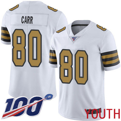 New Orleans Saints Limited White Youth Austin Carr Jersey NFL Football #80 100th Season Rush Vapor Untouchable Jersey->women nfl jersey->Women Jersey